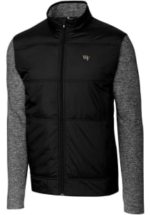 Cutter and Buck Wake Forest Demon Deacons Mens Black Stealth Hybrid Quilted Medium Weight Jacket