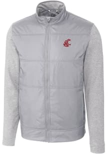 Cutter and Buck Washington State Cougars Mens Grey Stealth Hybrid Quilted Medium Weight Jacket