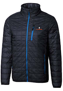 Cutter and Buck Illinois Fighting Illini Mens Navy Blue Rainier PrimaLoft Puffer Filled Jacket