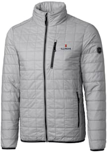 Cutter and Buck Illinois Fighting Illini Mens Grey Rainier PrimaLoft Puffer Filled Jacket
