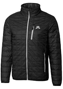 Mens Minnesota Golden Gophers Black Cutter and Buck Rainier PrimaLoft Puffer Filled Jacket