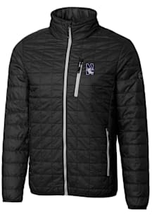 Cutter and Buck Northwestern Wildcats Mens Black Rainier PrimaLoft Puffer Filled Jacket
