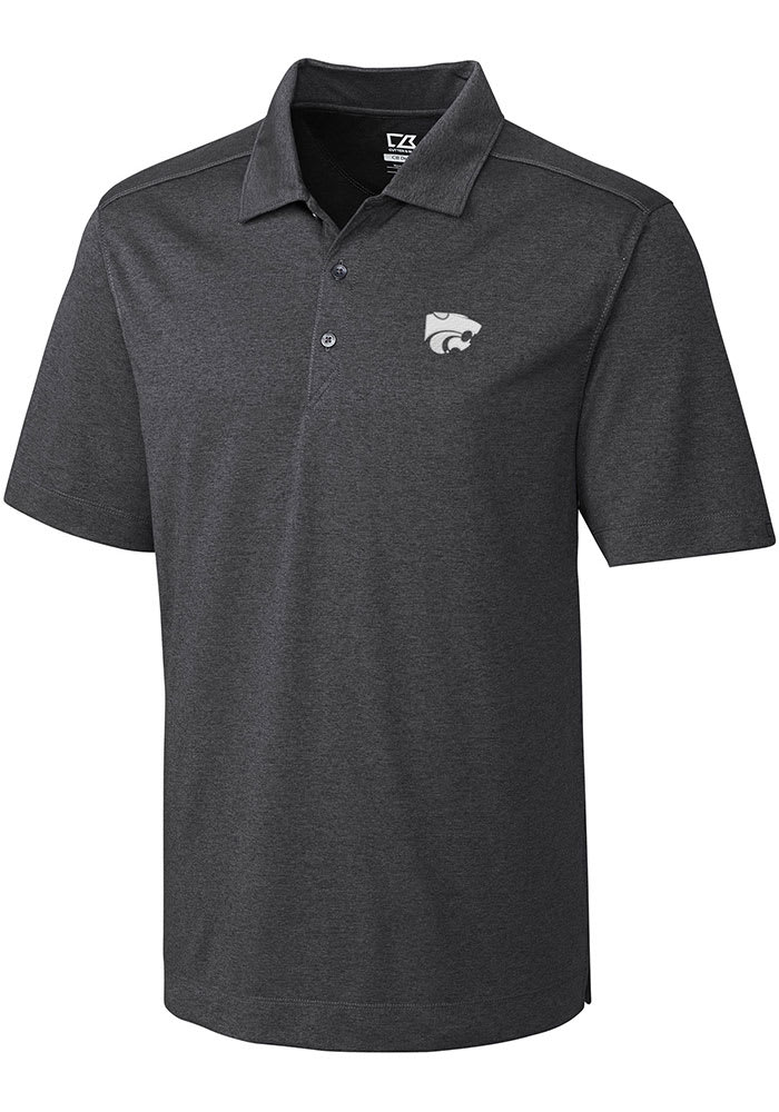 Cutter and Buck K-State Wildcats Mens Charcoal Chelan Short Sleeve Polo