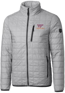Cutter and Buck Virginia Tech Hokies Mens Grey Rainier PrimaLoft Puffer Filled Jacket