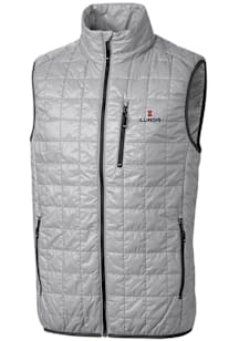 Mens Illinois Fighting Illini Grey Cutter and Buck Rainier PrimaLoft Puffer Vest