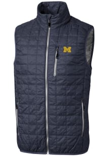 Mens Michigan Wolverines Grey Cutter and Buck Rainier PrimaLoft Puffer Vest