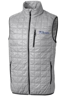 Cutter and Buck Pennsylvania Quakers Mens Grey Rainier PrimaLoft Puffer Sleeveless Jacket