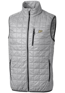Cutter and Buck Purdue Boilermakers Mens Grey Rainier PrimaLoft Puffer Sleeveless Jacket