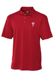 Cutter and Buck Philadelphia Phillies Mens Red Genre Short Sleeve Polo