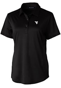 Cutter and Buck West Virginia Mountaineers Womens Black Prospect Textured Short Sleeve Polo Shirt