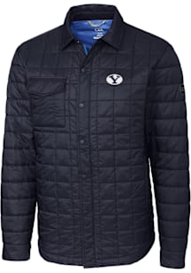 Cutter and Buck BYU Cougars Mens Navy Blue Rainier PrimaLoft Quilted Outerwear Lined Jacket