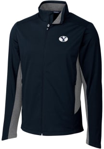 Cutter and Buck BYU Cougars Mens Navy Blue Navigate Softshell Light Weight Jacket