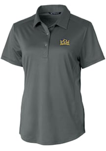 Womens Drexel Dragons Grey Cutter and Buck Prospect Textured Short Sleeve Polo Shirt