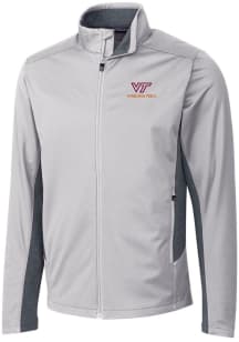 Cutter and Buck Virginia Tech Hokies Mens Grey Navigate Softshell Light Weight Jacket