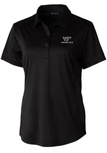 Cutter and Buck Virginia Tech Hokies Womens Black Prospect Textured Short Sleeve Polo Shirt