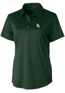 Cutter and Buck Baylor Bears Womens Green Prospect Textured Short Sleeve Polo Shirt