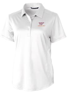 Cutter and Buck Virginia Tech Hokies Womens White Prospect Textured Short Sleeve Polo Shirt