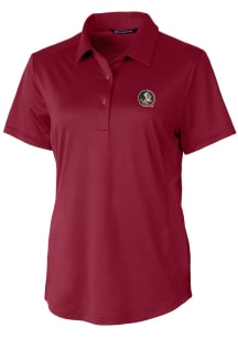 Cutter and Buck Florida State Seminoles Womens Red Prospect Textured Short Sleeve Polo Shirt