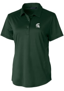 Cutter and Buck Michigan State Spartans Womens Green Prospect Textured Short Sleeve Polo Shirt