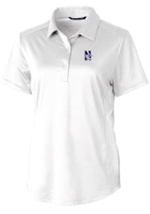 Cutter and Buck Northwestern Wildcats Womens White Prospect Textured Short Sleeve Polo Shirt