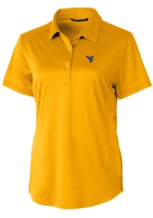 Cutter and Buck West Virginia Mountaineers Womens Gold Prospect Textured Short Sleeve Polo Shirt