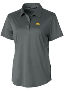 Cutter and Buck Iowa Hawkeyes Womens Grey Prospect Textured Short Sleeve Polo Shirt