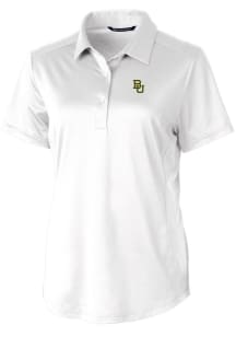 Cutter and Buck Baylor Bears Womens White Prospect Textured Short Sleeve Polo Shirt