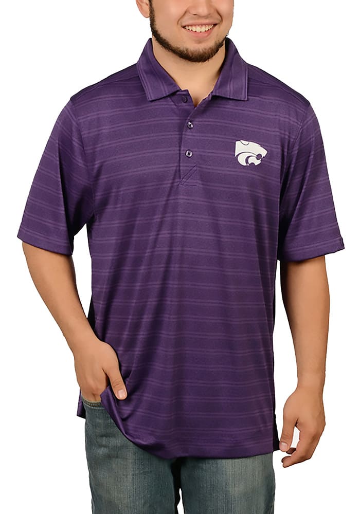 Cutter and Buck K-State Wildcats Mens Purple Interbay Melange Short Sleeve Polo