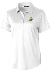 Cutter and Buck Oregon Ducks Womens White Prospect Textured Short Sleeve Polo Shirt
