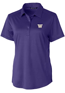 Womens Washington Huskies Purple Cutter and Buck Prospect Textured Short Sleeve Polo Shirt