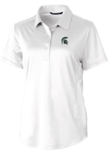 Cutter and Buck Michigan State Spartans Womens White Prospect Textured Short Sleeve Polo Shirt