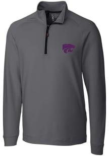 Cutter and Buck K-State Wildcats Mens Grey Jackson Long Sleeve 1/4 Zip Pullover