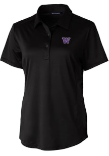 Cutter and Buck Washington Huskies Womens Black Prospect Textured Short Sleeve Polo Shirt