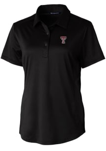 Cutter and Buck Texas Tech Red Raiders Womens Black Prospect Textured Short Sleeve Polo Shirt