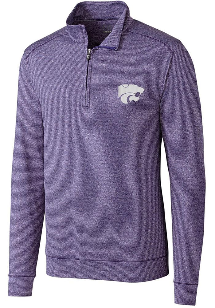 Cutter and Buck K-State Wildcats Mens Purple Shoreline Long Sleeve 1/4 Zip Pullover