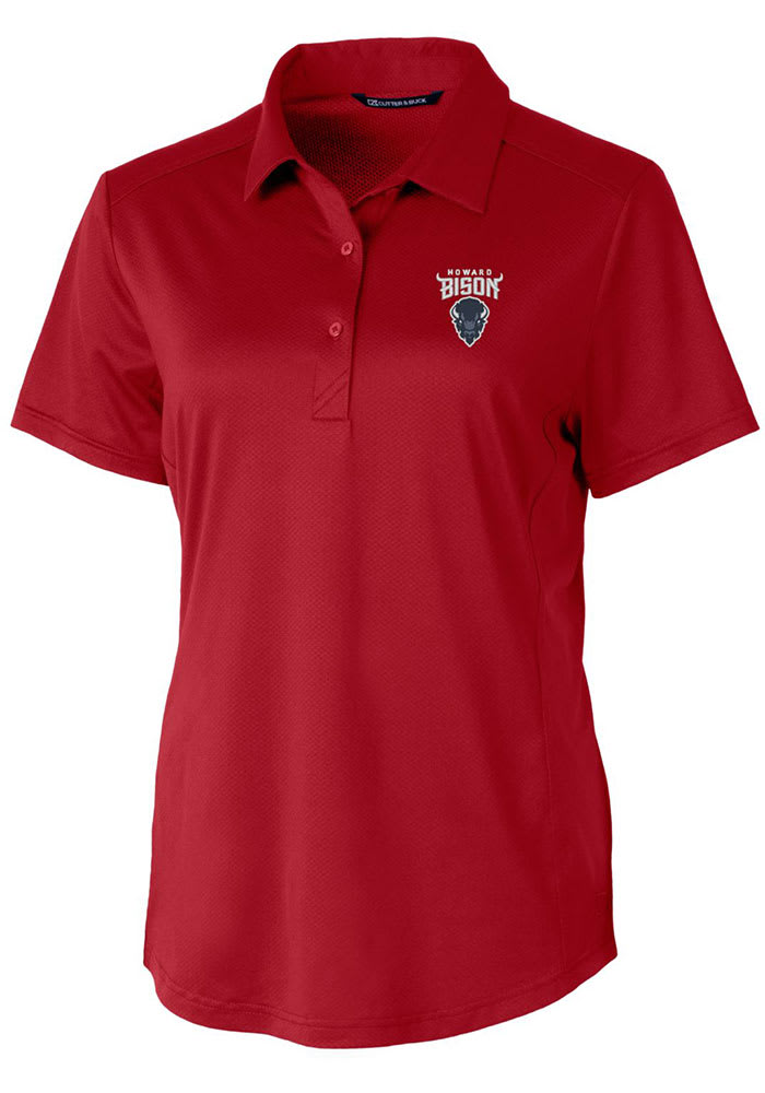 Cutter and Buck Howard Bison Womens Red Prospect Textured Short Sleeve Polo Shirt