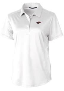 Cutter and Buck Arkansas Razorbacks Womens White Prospect Textured Short Sleeve Polo Shirt