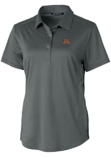 Cutter and Buck Minnesota Golden Gophers Womens Grey Prospect Textured Short Sleeve Polo Shirt