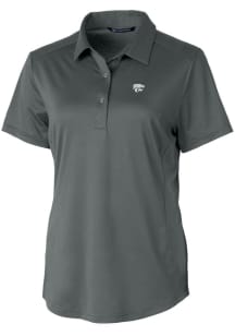 Cutter and Buck K-State Wildcats Womens Grey Prospect Textured Short Sleeve Polo Shirt