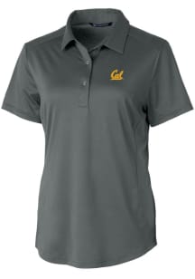 Cutter and Buck Cal Golden Bears Womens Grey Prospect Textured Short Sleeve Polo Shirt