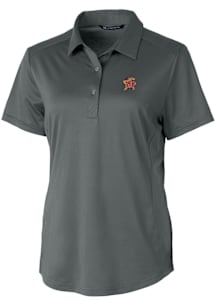 Womens Maryland Terrapins Grey Cutter and Buck Prospect Textured Short Sleeve Polo Shirt
