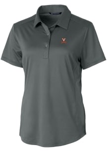 Cutter and Buck Virginia Cavaliers Womens Grey Prospect Textured Short Sleeve Polo Shirt