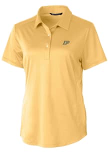 Cutter and Buck Purdue Boilermakers Womens Yellow Prospect Textured Short Sleeve Polo Shirt