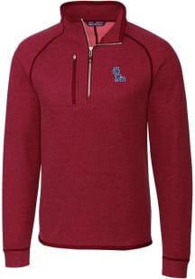 Cutter and Buck Ole Miss Rebels Mens Red Mainsail Long Sleeve 1/4 Zip Pullover