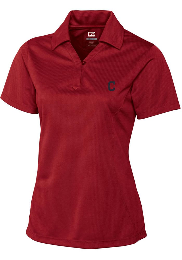 Cutter and Buck Cleveland Indians Womens Red DryTec Genre Short Sleeve Polo Shirt