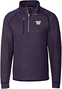 Cutter and Buck Washington Huskies Mens Purple Mainsail Long Sleeve Qtr Zip Pullover