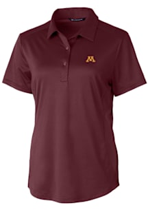 Cutter and Buck Minnesota Golden Gophers Womens Red Prospect Textured Short Sleeve Polo Shirt