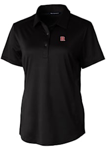 Cutter and Buck Rutgers Scarlet Knights Womens Black Prospect Textured Short Sleeve Polo Shirt