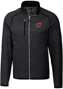 Mens Wisconsin Badgers Charcoal Cutter and Buck Mainsail Medium Weight Jacket
