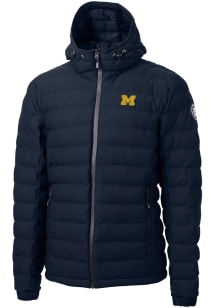 Cutter and Buck Michigan Wolverines Mens Navy Blue Mission Ridge Repreve Puffer Filled Jacket